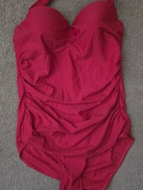 Red Ruched One-Piece Swimsuit